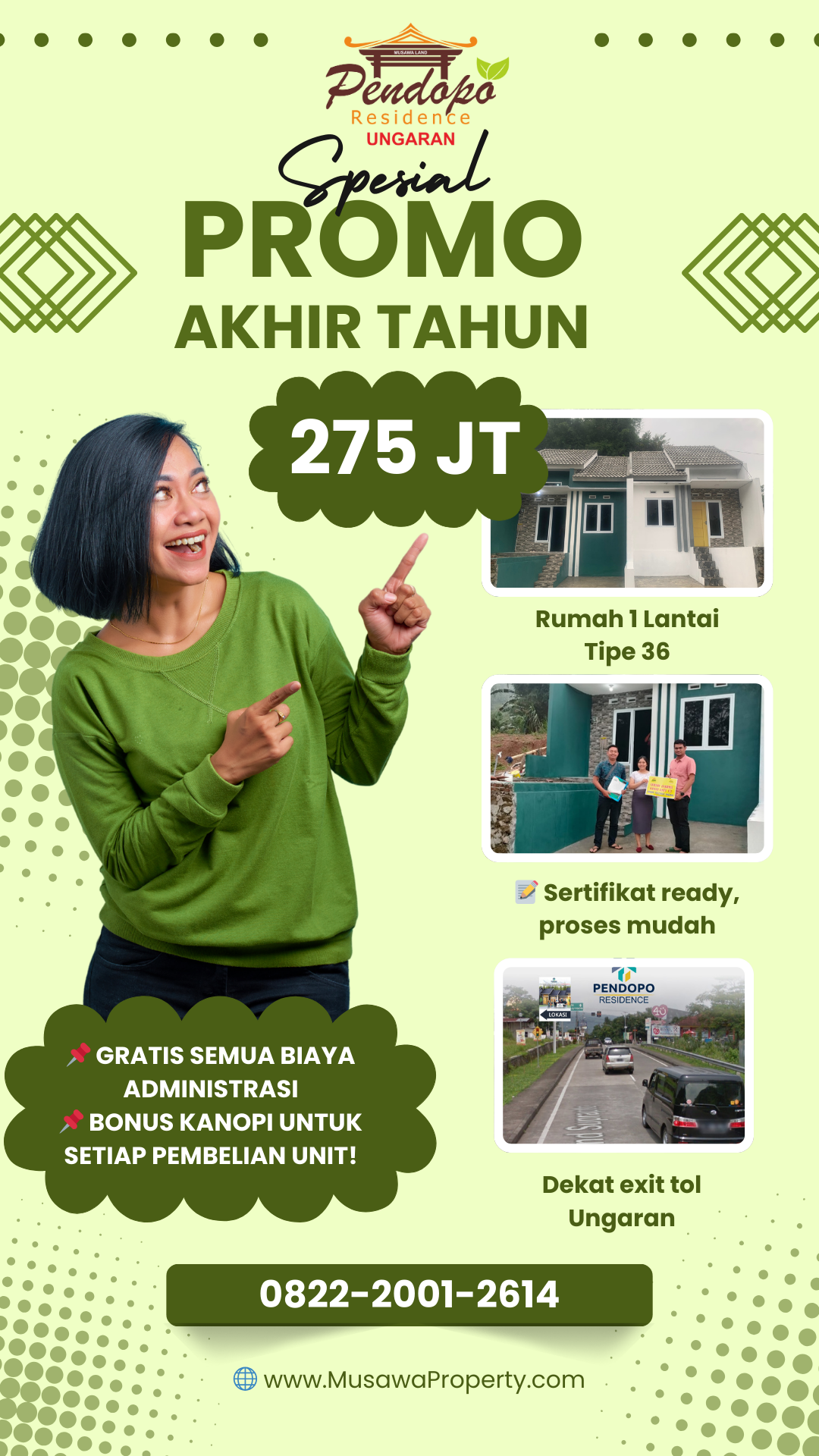 Promo Khusus Menyambut Natal dan Tahun Baru 2025: GRATIS Semua Biaya Administrasi dan BONUS Kanopi di Perumahan Pendopo Residence Ungaran